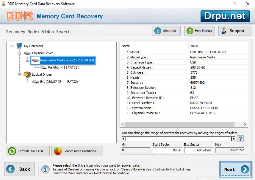 Select partition